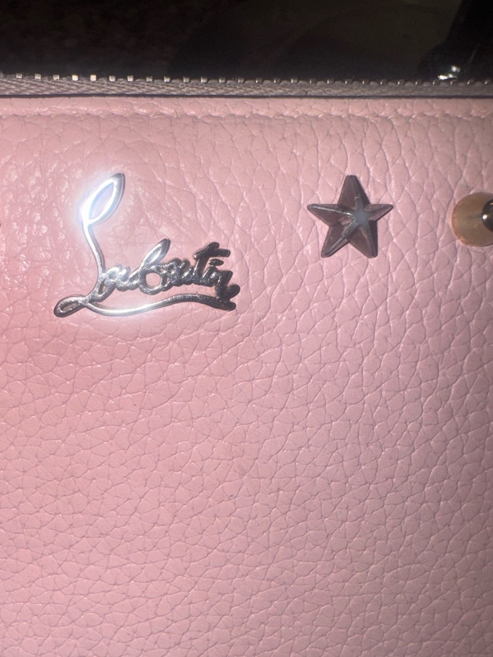 Christian Louboutin Blush Pink Studded Zip Wallet EUC - Picture 8 of 14